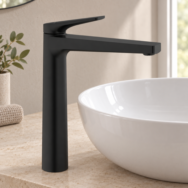 Peirano Wave Black — Lavatorio alto monocomando — Ambientación