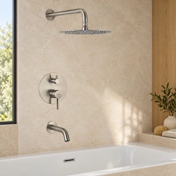 Peirano Steel Acero inoxidable — Ducha de embutir con transferencia monocomando — Ambientación